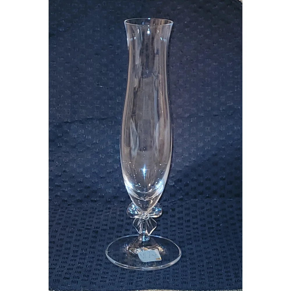 Mikasa Germany Crystal Bud Vase With Bow On Stem 9½